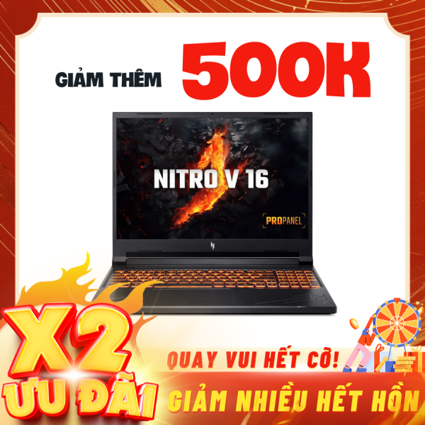 Laptop Acer Gaming Nitro V ANV16-41-R6ZY NH.QP2SV.002 Đen ( Cpu Ryzen 5 -8645HS, Ram 16GB, SSD 512GB, Vga RTX 3050 6GB, 16 inch WUXGA 165Hz,  Win 11)